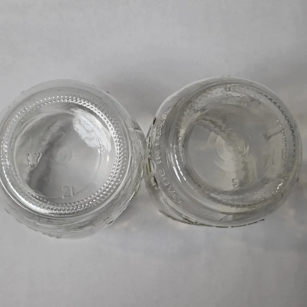 Ball Mason Jar 12oz Clear Embossed Fruit Harvest Glass Set of 2